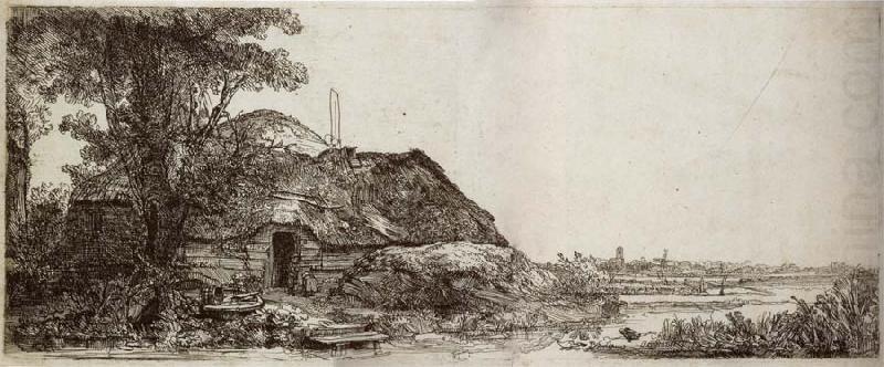 Landscape with a cottage and a large tree, REMBRANDT Harmenszoon van Rijn